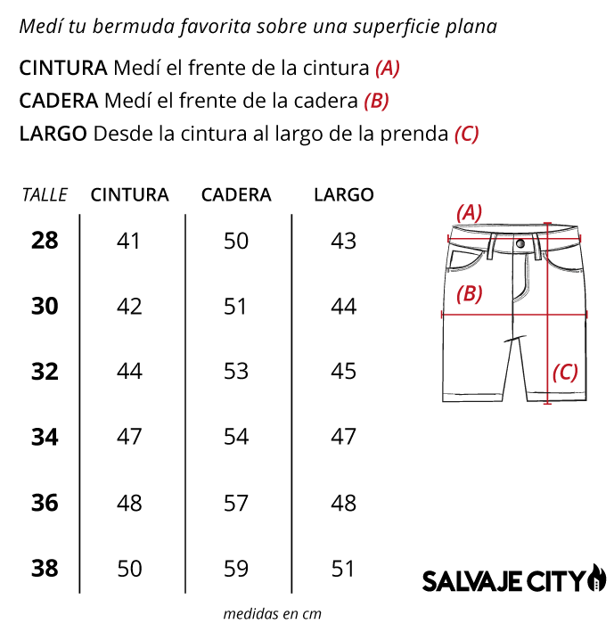 Tabla de talles jean
